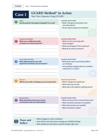 Case 1 (Linda Carter): Student Pages — Reassessment worksheet, printed page 61