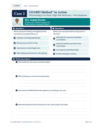 Case 2: Student Pages — Case questions, printed page 71